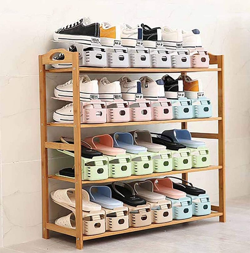 RISETEX Shoe Organizer - 36 Pack Shoe Stacker, Space Saver with 4 Levels, Double Deck Closet Organizer - White - Image 4
